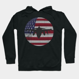 Retro Fighter Jet USA Flag Patriot Plane Hoodie